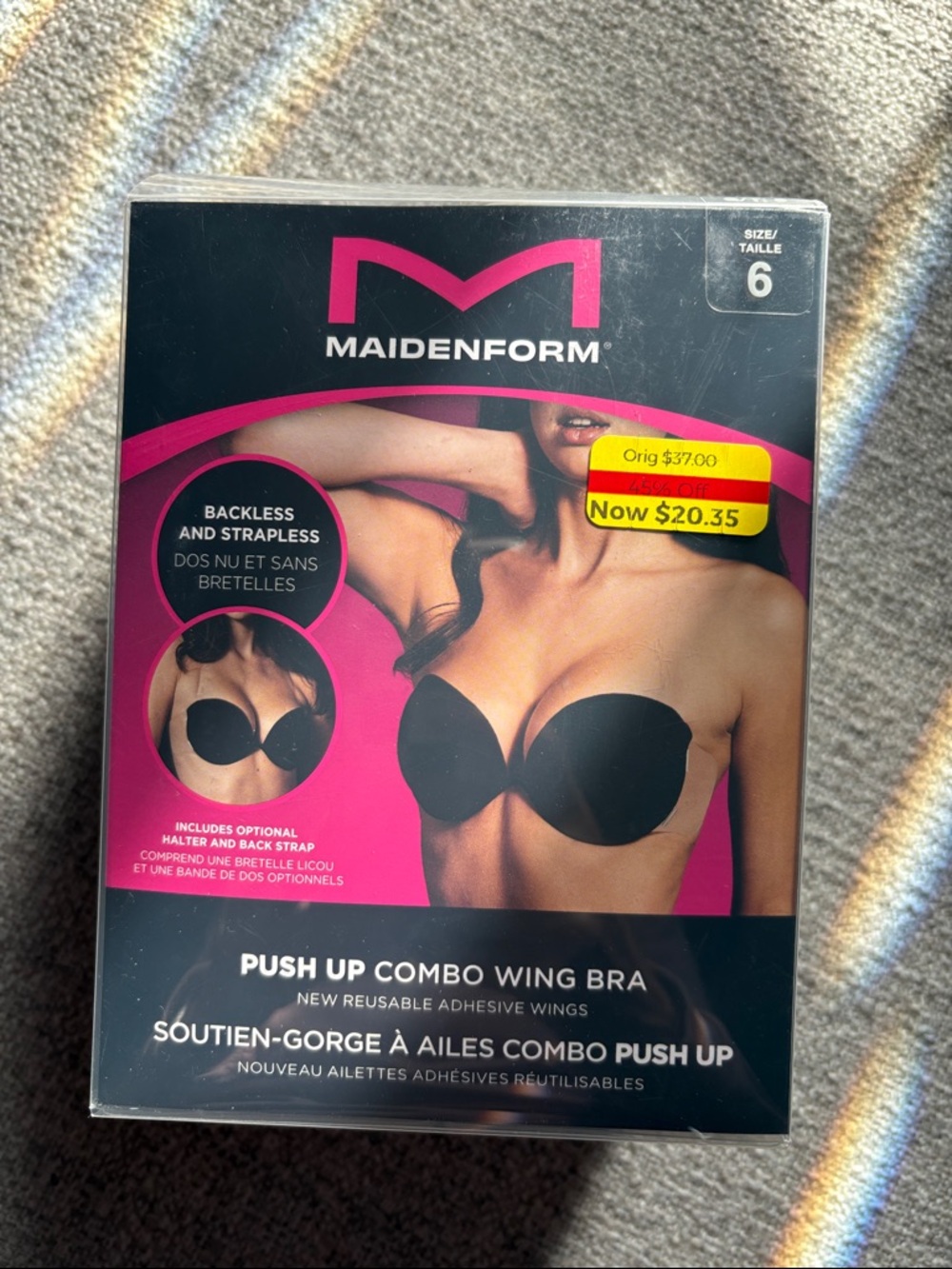 Maidenform Black Adhesive Push-Up Wing Bra